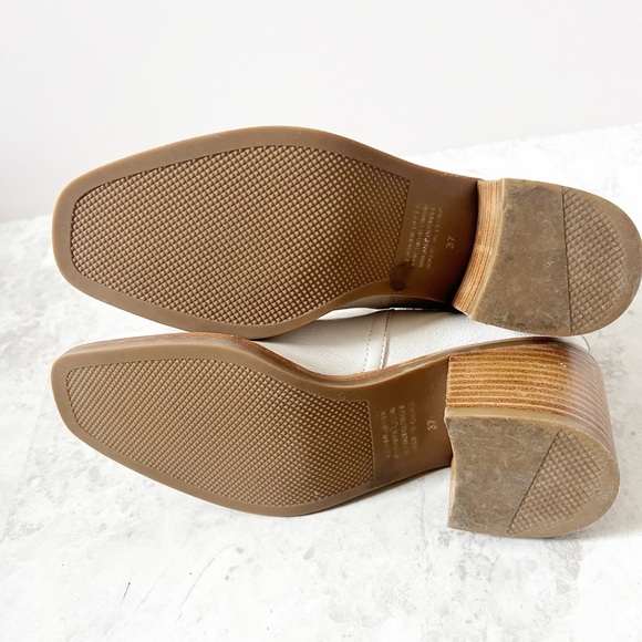 Anthropologie Silent D Naydo Chelsea Heel Boots 37 White Leather Southwestern - Picture 7 of 10